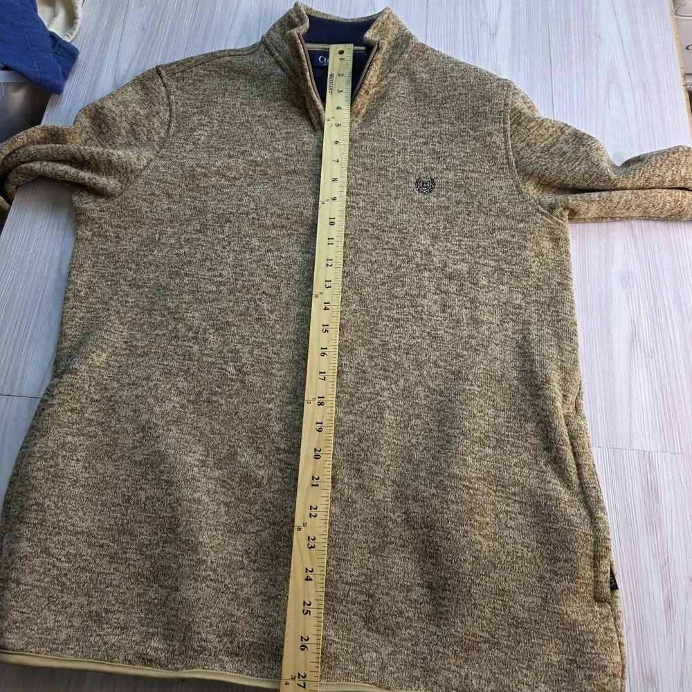 Chaps Sweater Men's M Brown 1/4 Zip Pullover Fleece Sweatshirt‎ Pockets Logo - Picture 10 of 10